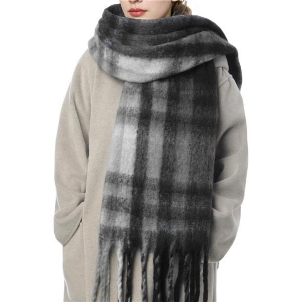 Chunky Winter Scarf for Women Soft Warm Tassel